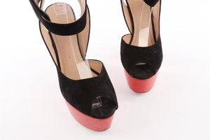CELINE BLACK SUEDE PLATFORM SANDALS EU 40 UK 7 US 10