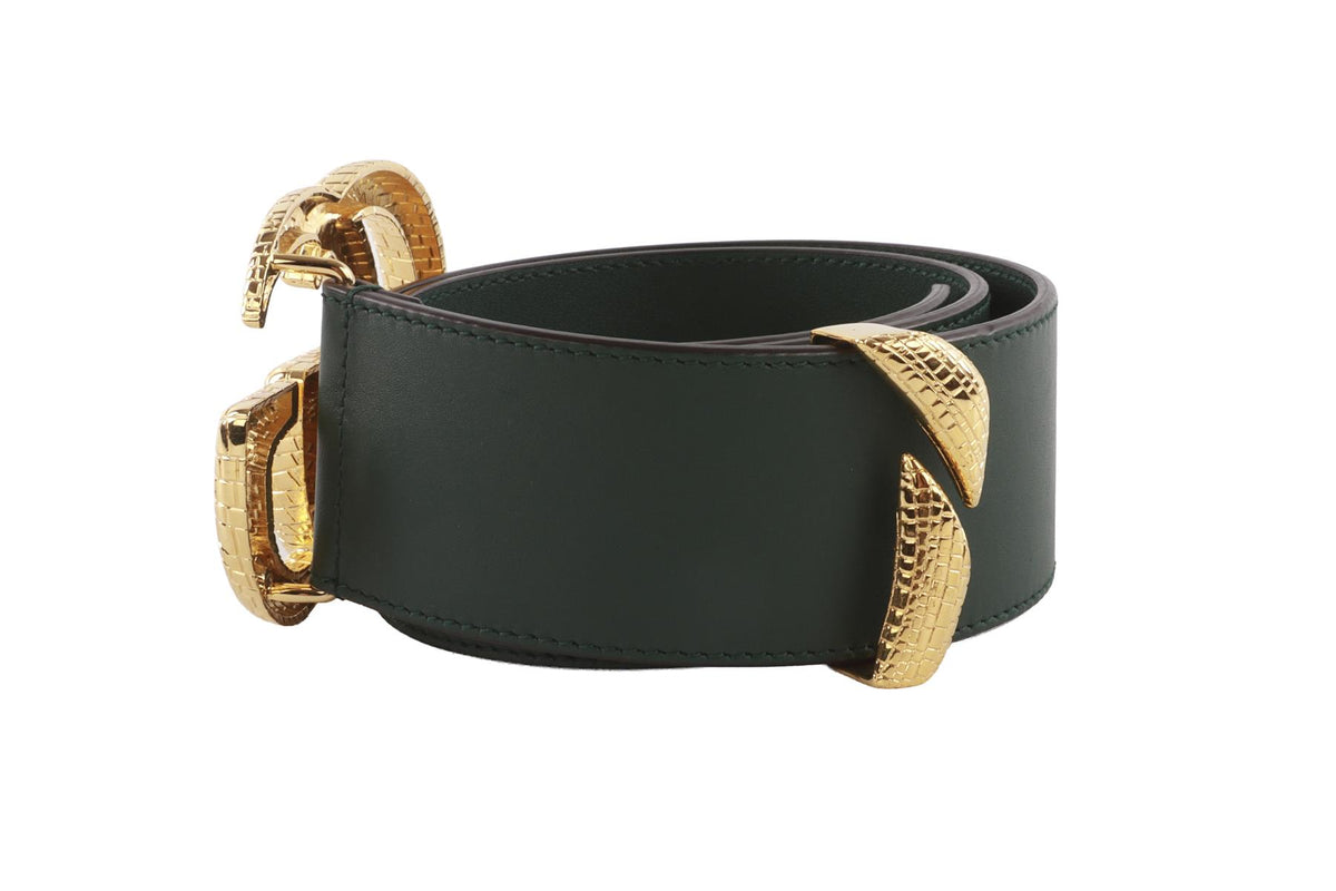 GUCCI GREEN GG LEATHER WAIST BELT 70CM