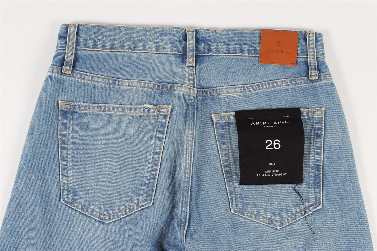 ANINE BING BLUE HIGH RISE STRAIGHT LEG JEANS W26 UK 8
