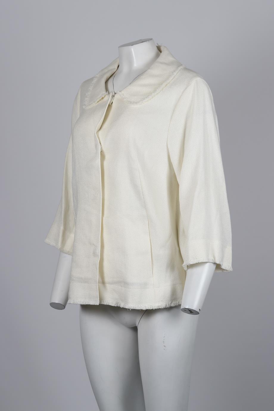VOYAGE BY MARINA RINALDI LINEN AND COTTON BLEND JACKET UK 16