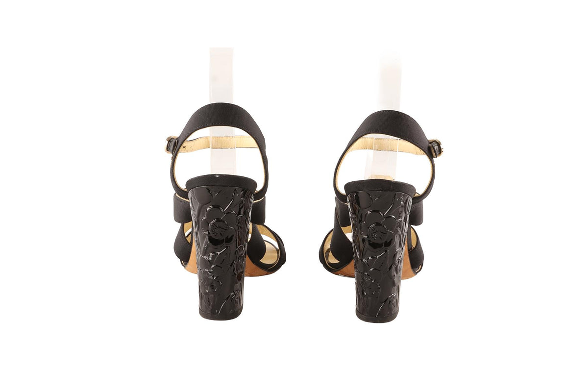 CHANEL BLACK 2016 FABRIC SANDALS EU 38.5 UK 5.5 US 8.5