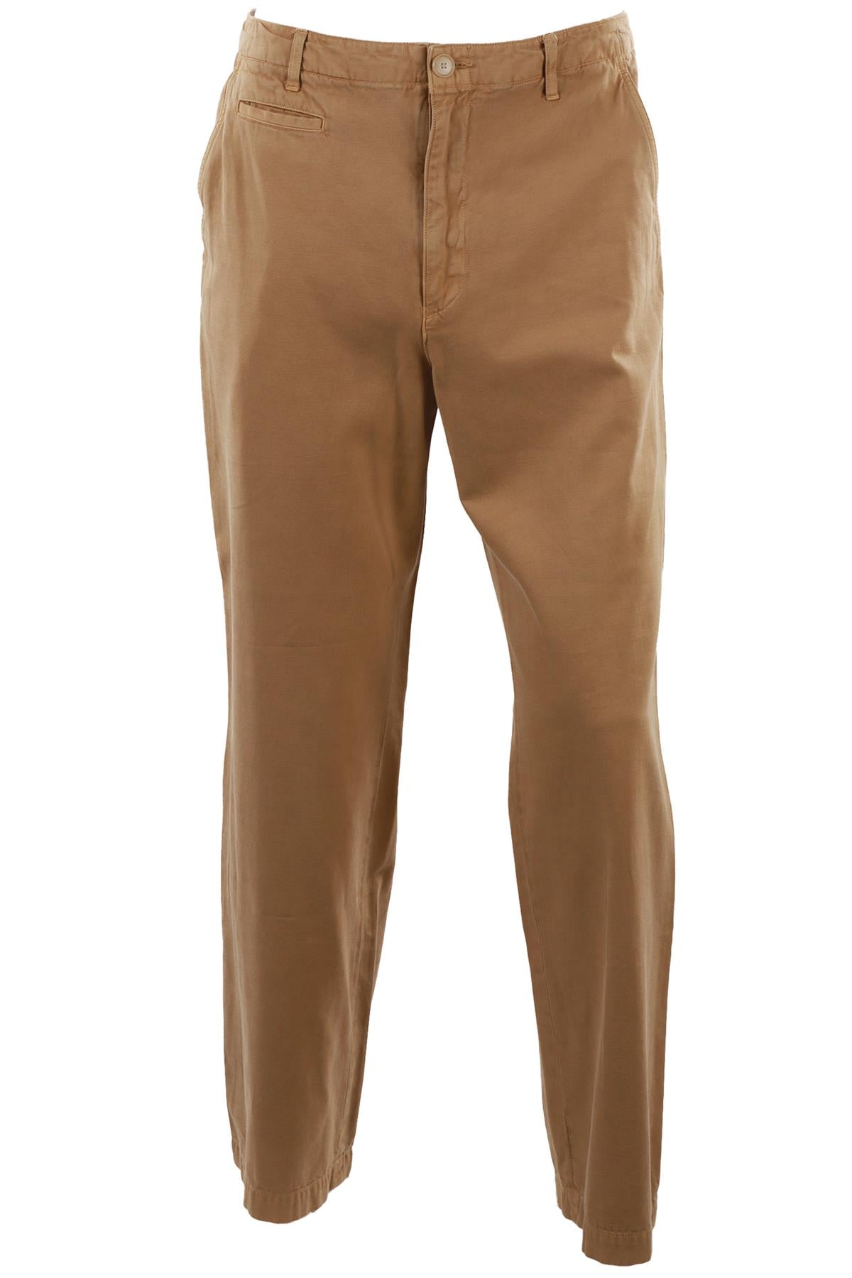 BEIGE MEN'S COTTON STRAIGHT LEG PANTS