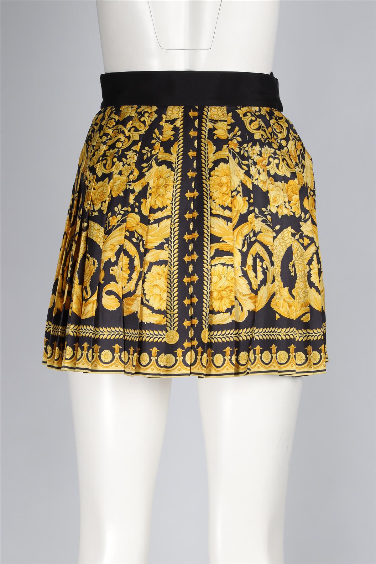 GIANNI VERSACE YELLOW SILK MINI SKIRT IT 40 UK 8