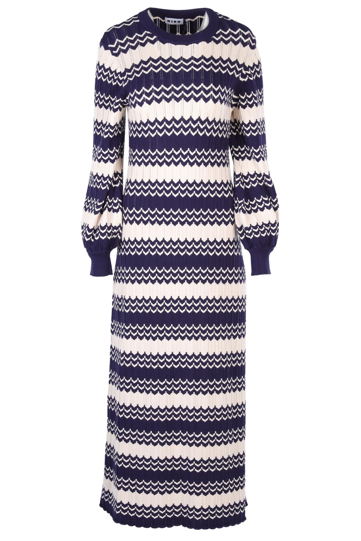 RIXO NAVY KNIT MAXI DRESS LARGE-XLARGE