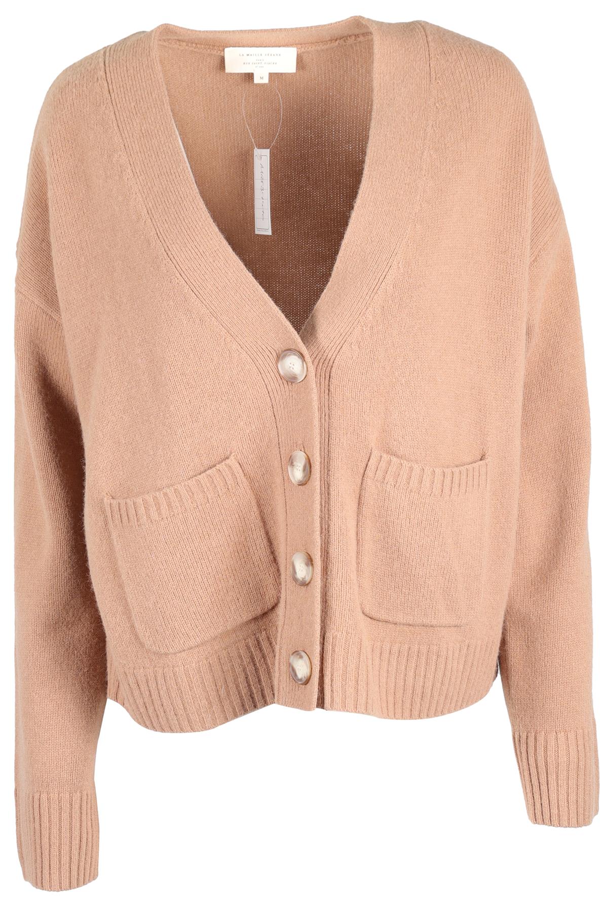 SEZANE TAN WOOL CARDIGAN MEDIUM
