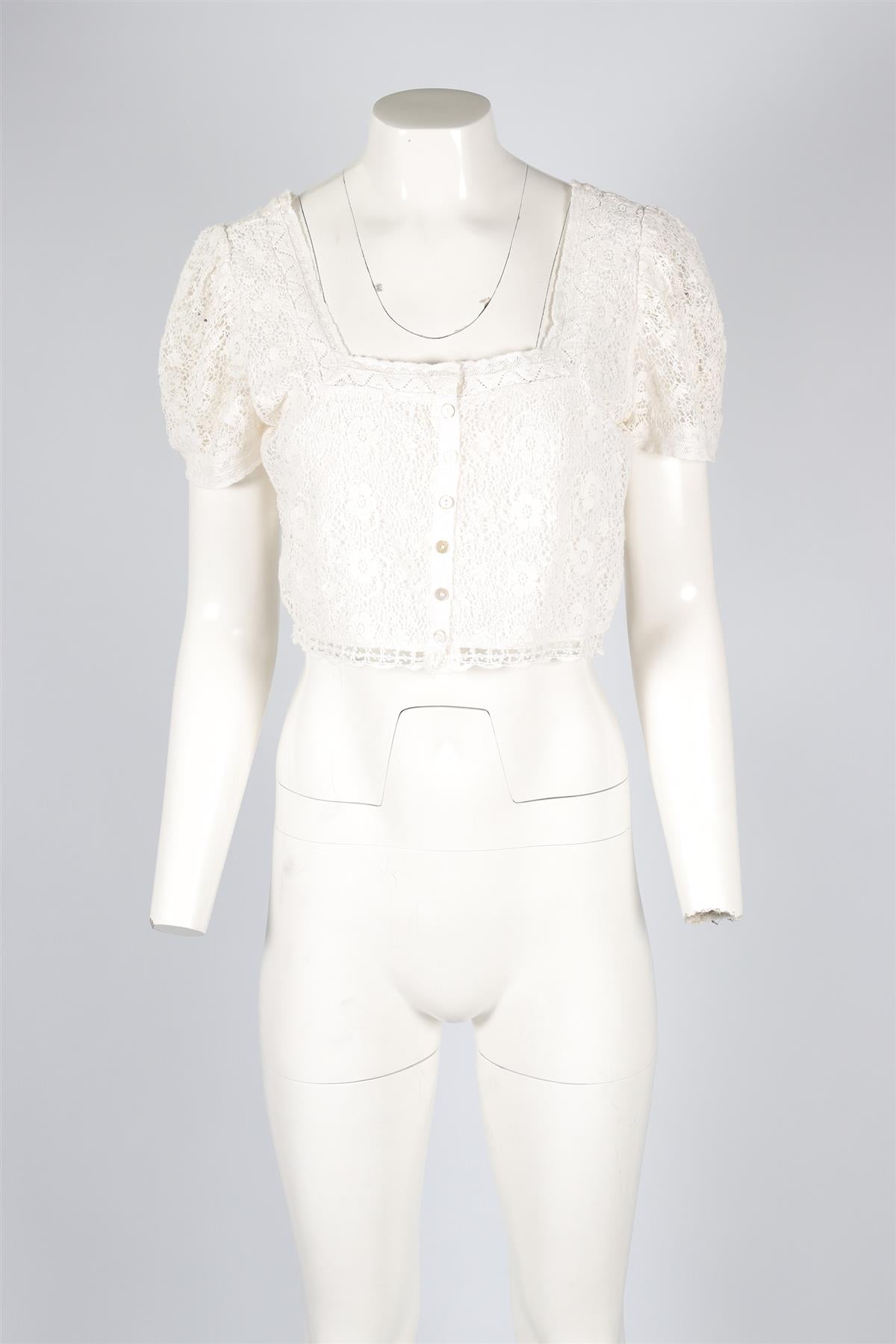 LOVESHACKFANCY CREAM CROCHET TOP UK 8