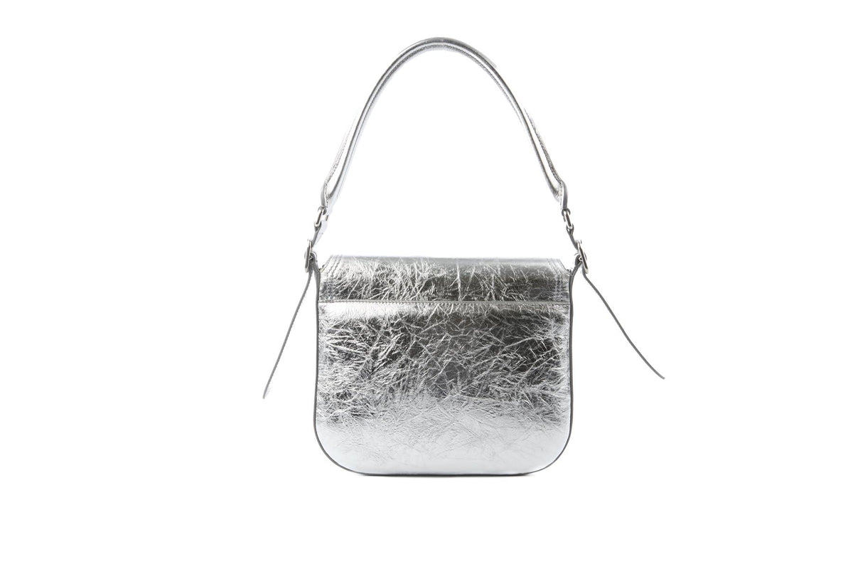 BALLY SILVER BECKETT LEATHER SHOULDER BAG