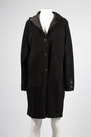 BOTTEGA GIOTTI BLACK LEATHER COAT IT 50 UK 18