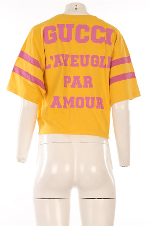 GUCCI YELLOW COTTON T-SHIRT XSMALL