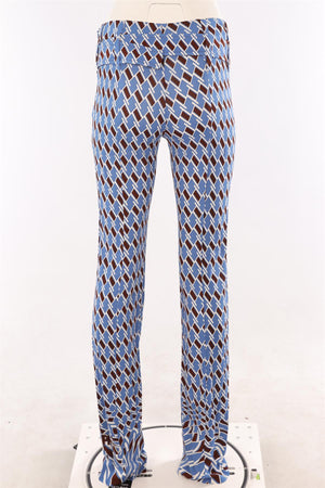 PRADA BLUE KNIT STRAIGHT LEG PANTS IT 42 UK 10