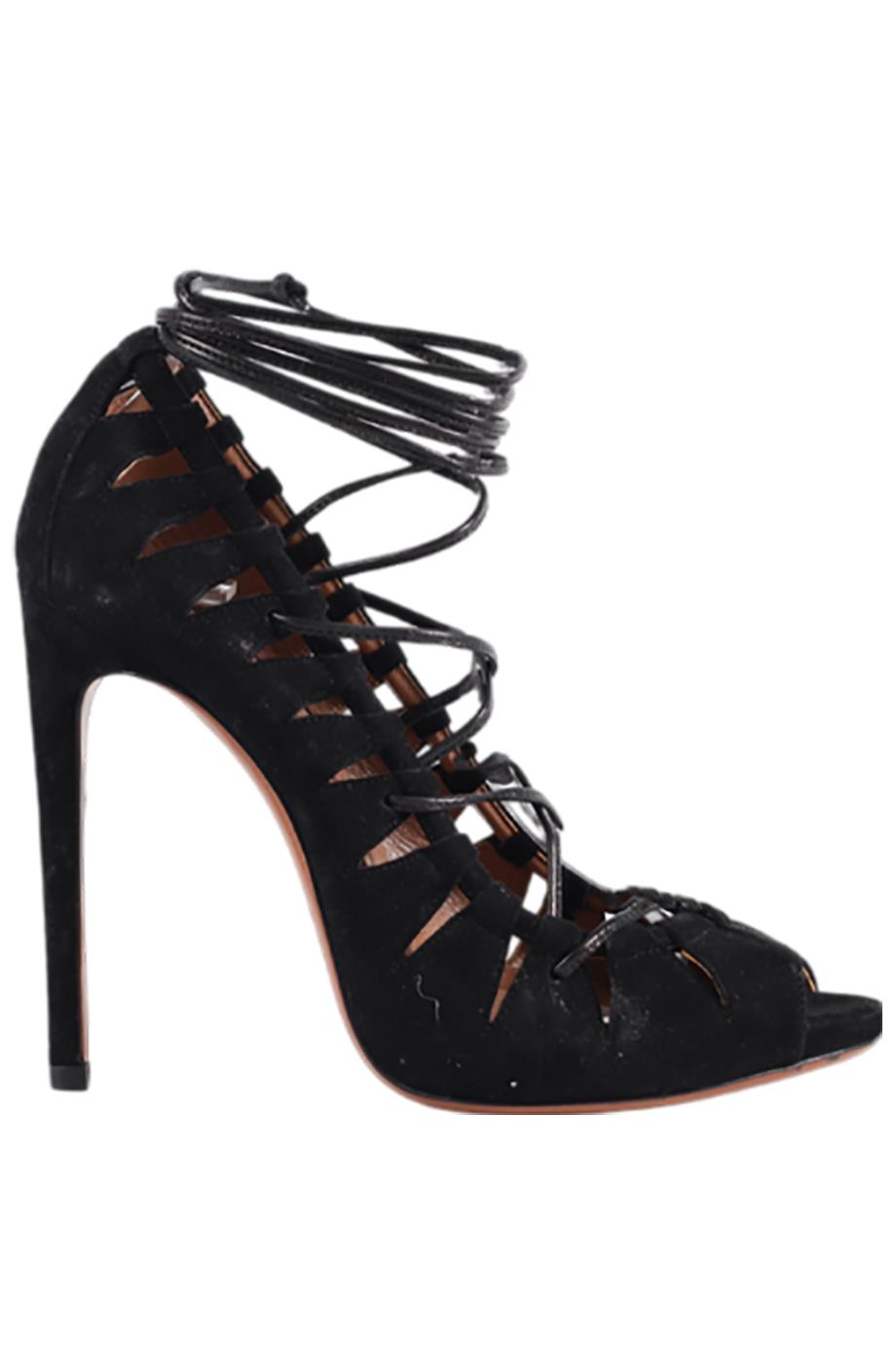 AZZEDINE ALAÏA SUEDE AND LEATHER SANDALS EU 37.5 UK 4.5 US 7.5
