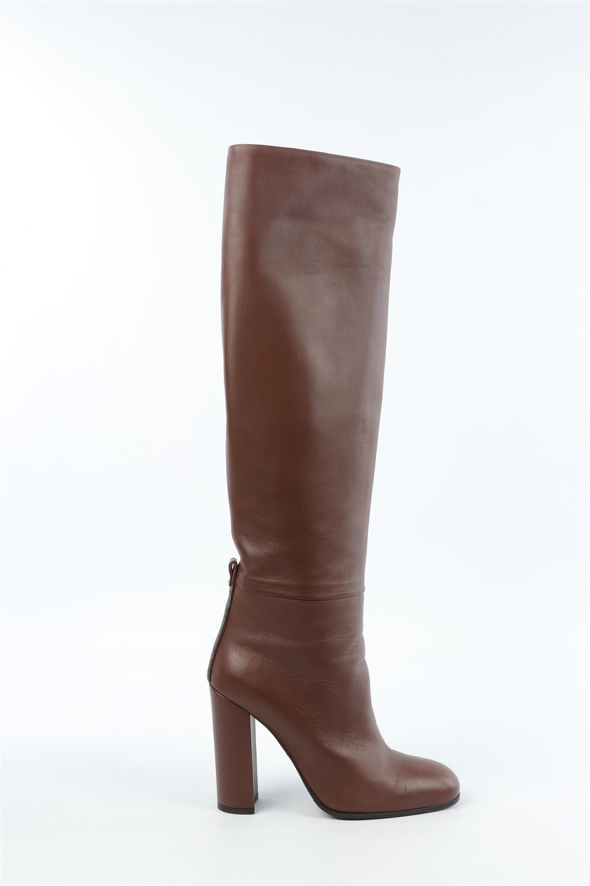 FABIANA FILIPPI BROWN LEATHER KNEE HIGH BOOTS EU 38 UK 5 US 8