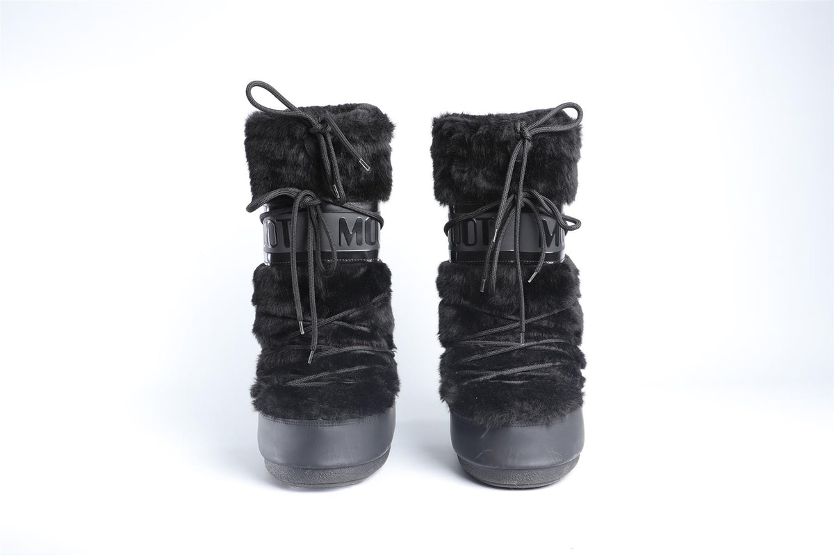 MOON BOOTS BLACK FAUX FUR BOOTS EU 39-41 UK 6-8 US 9-11