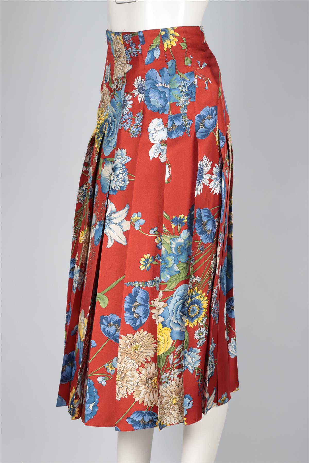 GUCCI RED SILK MIDI SKIRT IT 44 UK 12