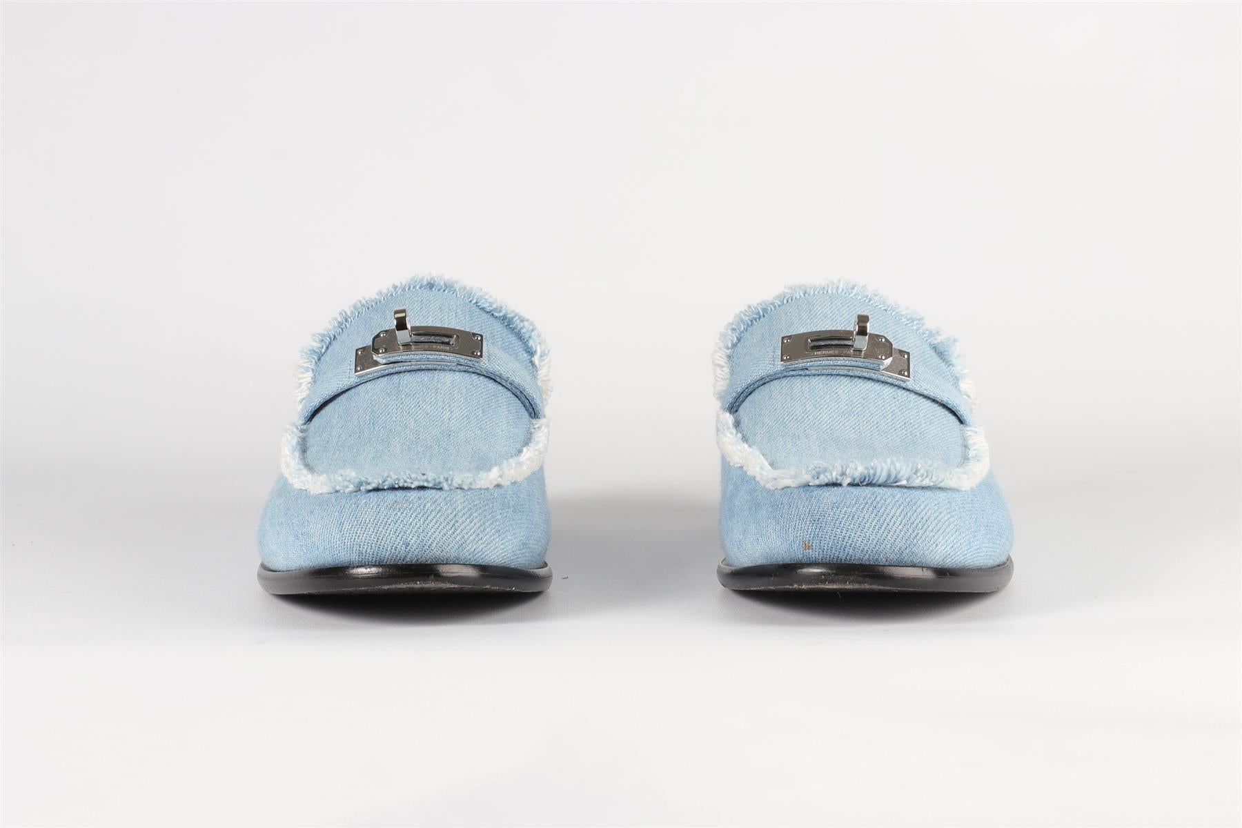 HERMÈS BLUE DESTIN DENIM LOAFERS EU 40, UK 7, US 10