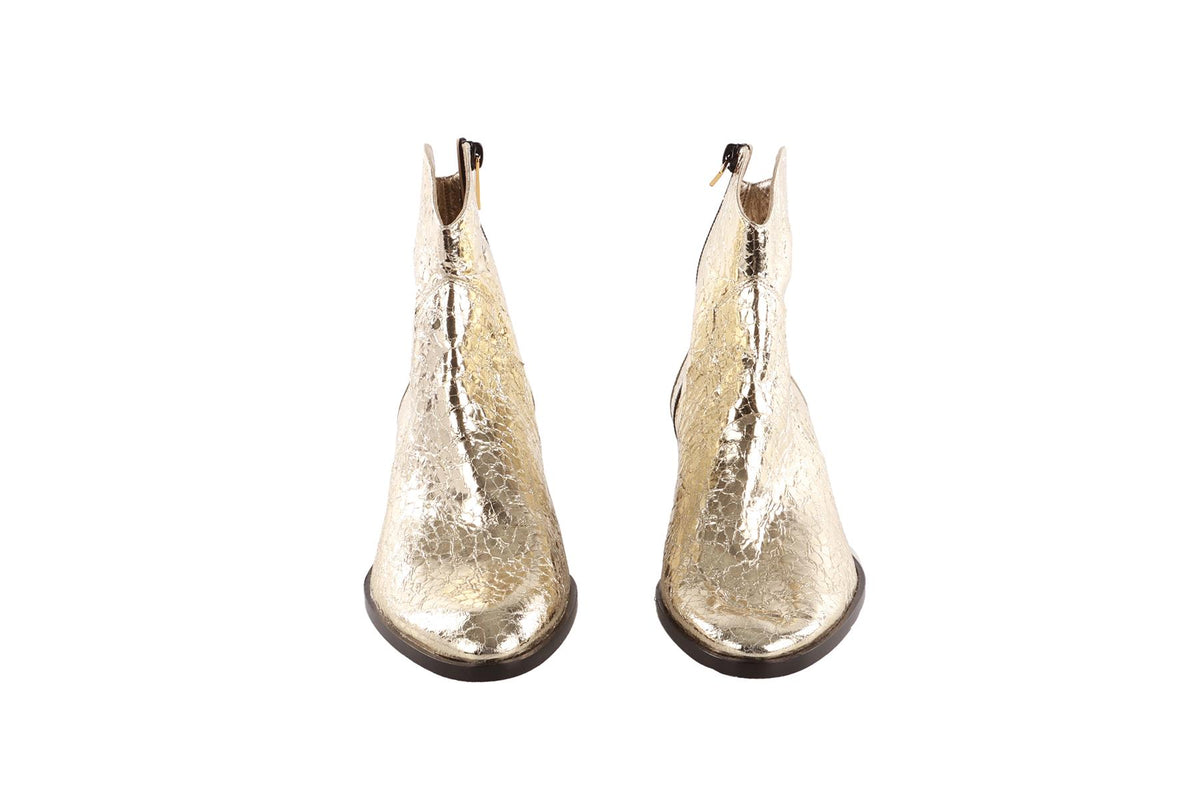 GINA GOLD LEATHER ANKLE BOOTS EU 40 UK 7