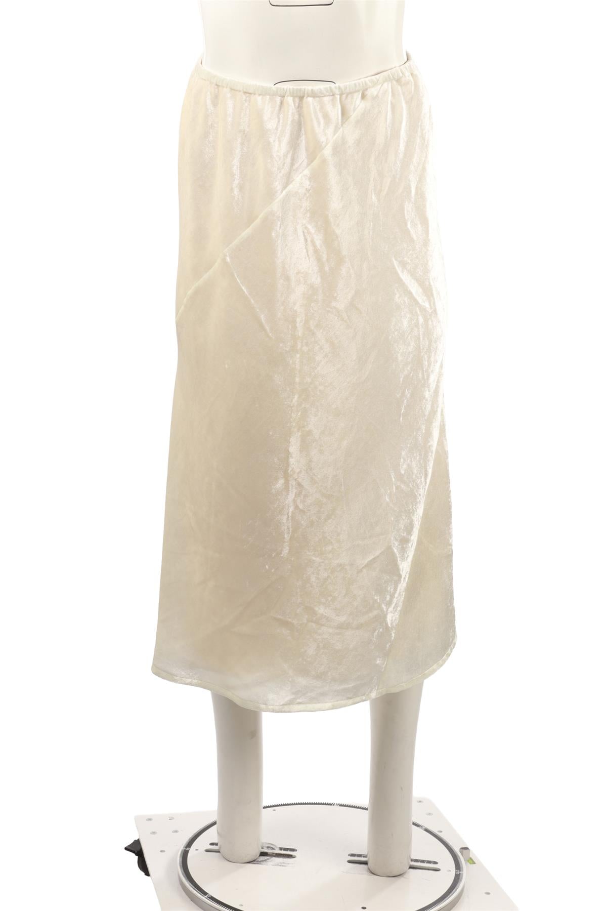IVORY VELVET MIDI SKIRT