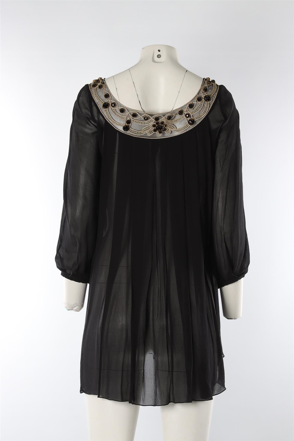 TEMPERLY LONDON BLACK SILK MINI DRESS UK 8