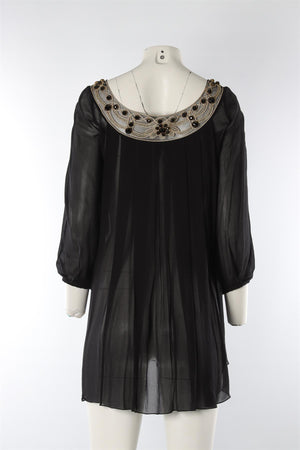 TEMPERLY LONDON BLACK SILK MINI DRESS UK 8