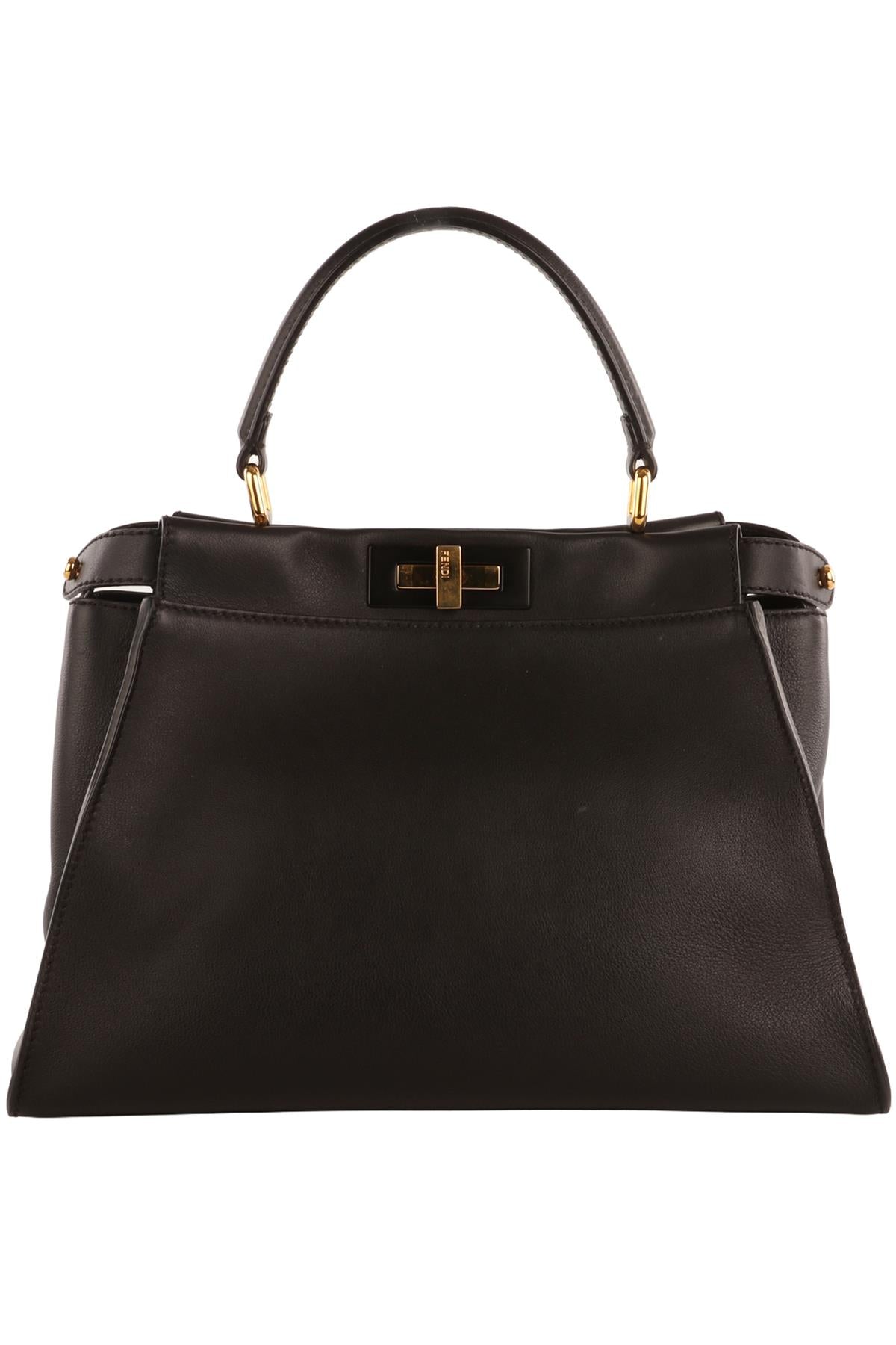 FENDI BLACK PEEKABOO MEDIUM LEATHER TOTE BAG