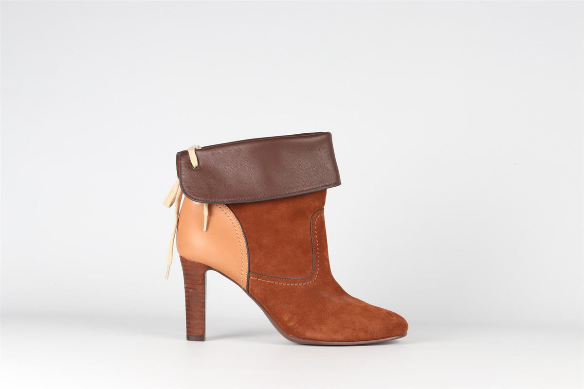 SEE BY CHLOÉ BROWN SUEDE ANKLE BOOTS EU 40 UK 7 US 10