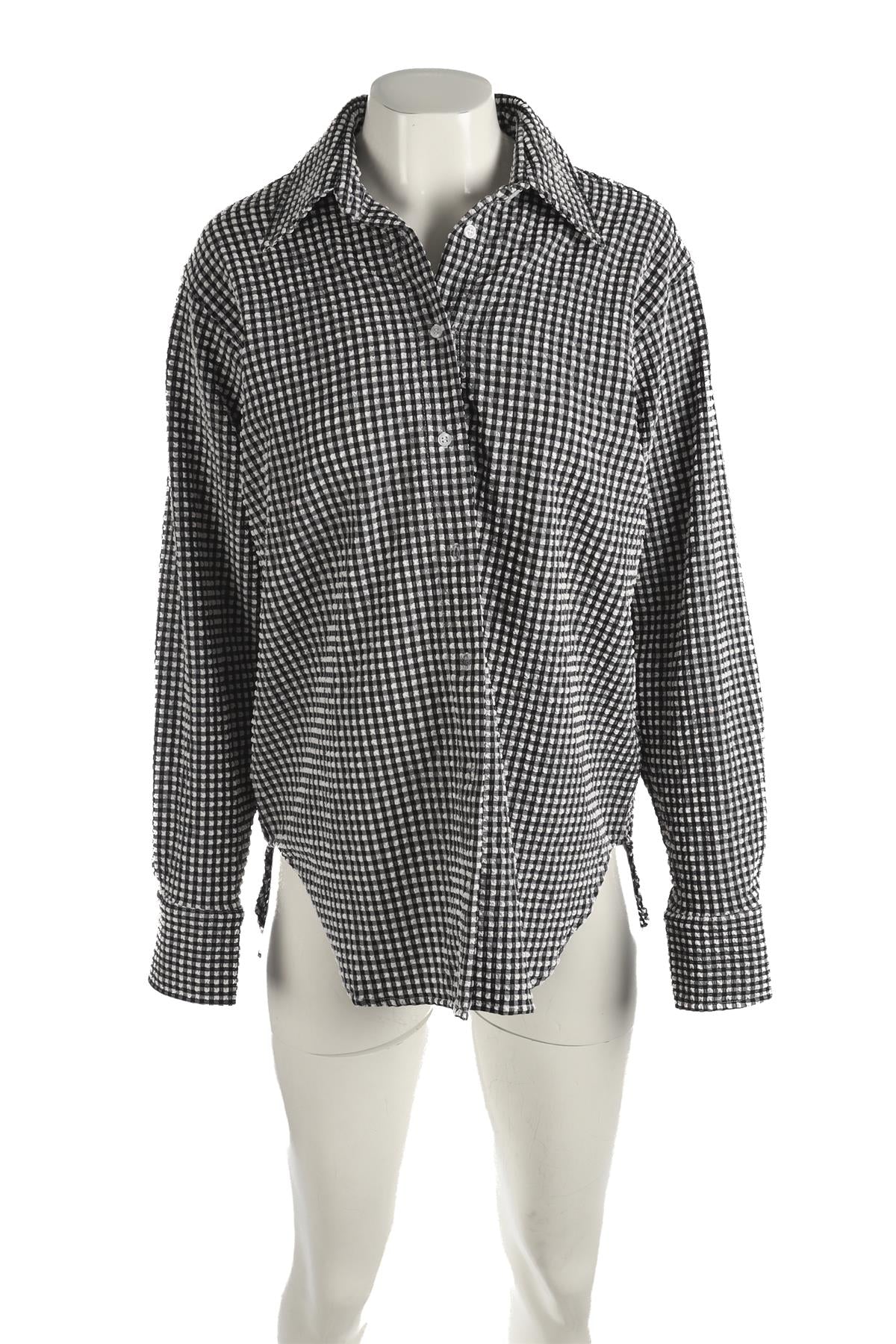 HUNZA G BLACK SEERSUCKER SHIRT SMALL/MEDIUM