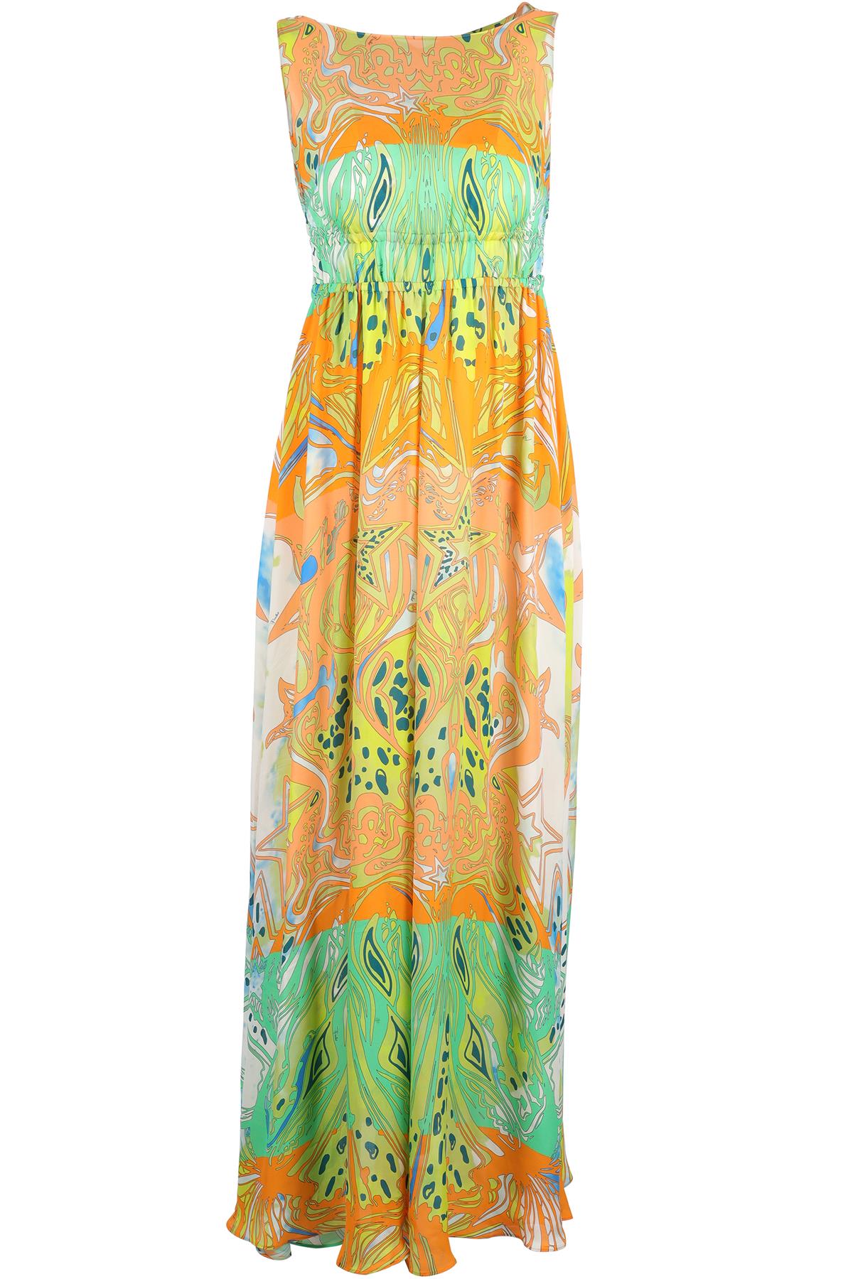 EMILIO PUCCI MULTI SILK MAXI DRESS IT 40 UK 8