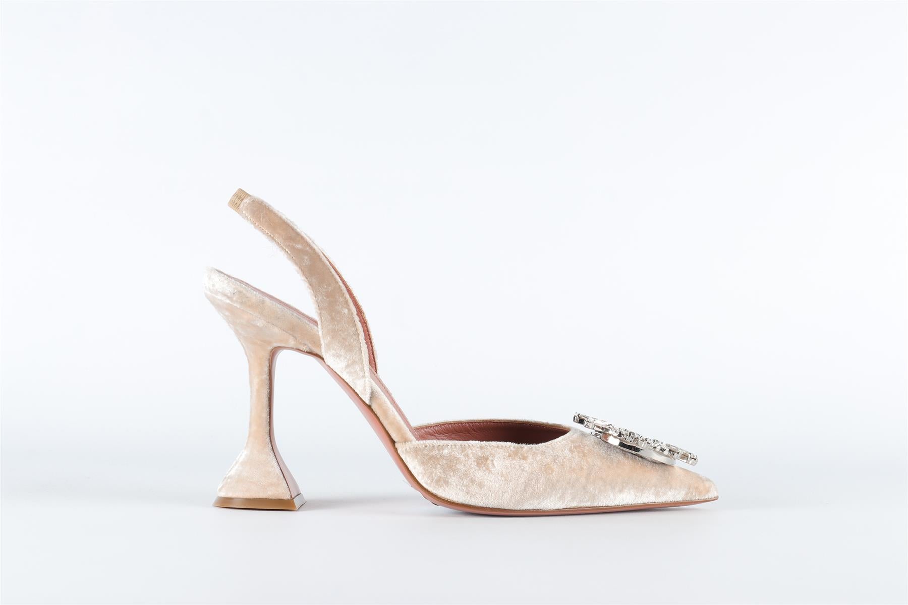 AMINA MUADDI BEIGE VELVET SLINGBACK PUMPS EU 38 UK 5 US 8