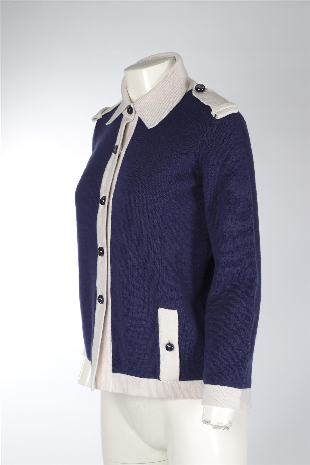 CHANEL BLUE 2016 CASHMERE CARDIGAN FR 38 UK 10