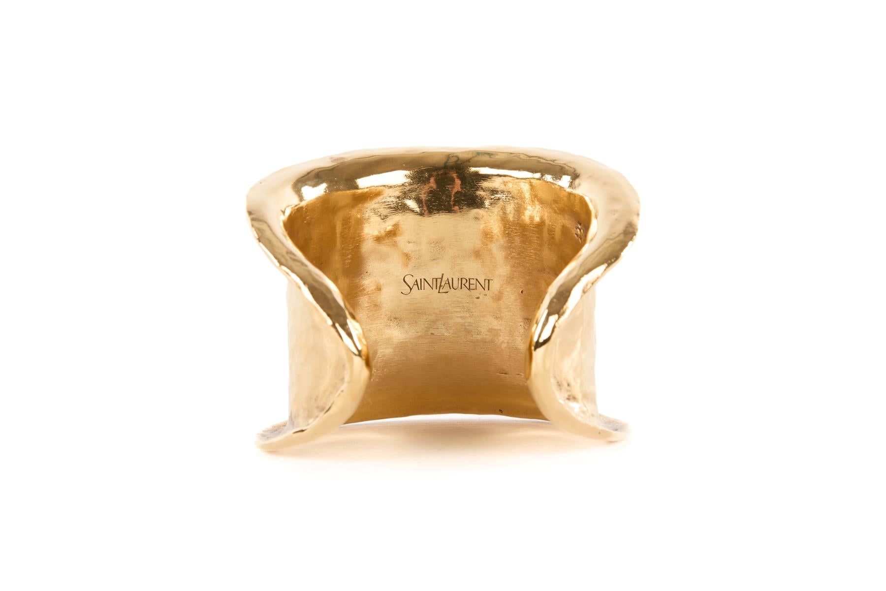 SAINT LAURENT GOLD METAL CUFF ONE SIZE