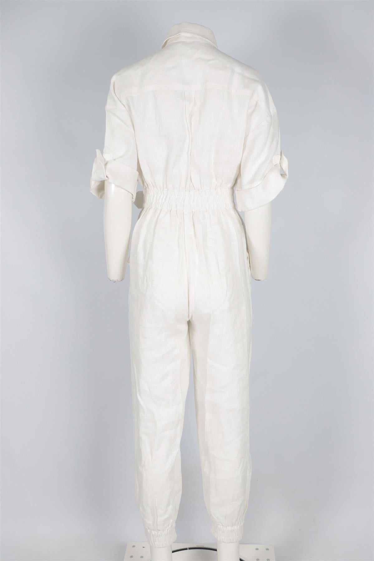 ZIMMERMANN WHITE LINEN JUMPSUIT 2 UK 12