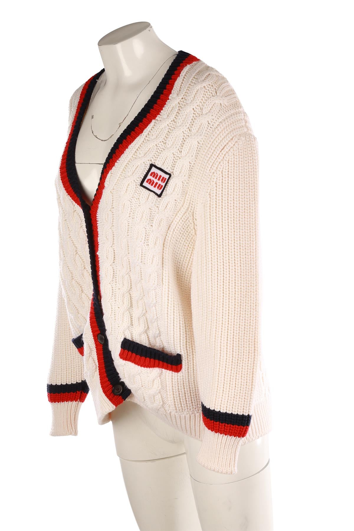 MIU MIU CREAM WOOL CARDIGAN IT 38 UK 6
