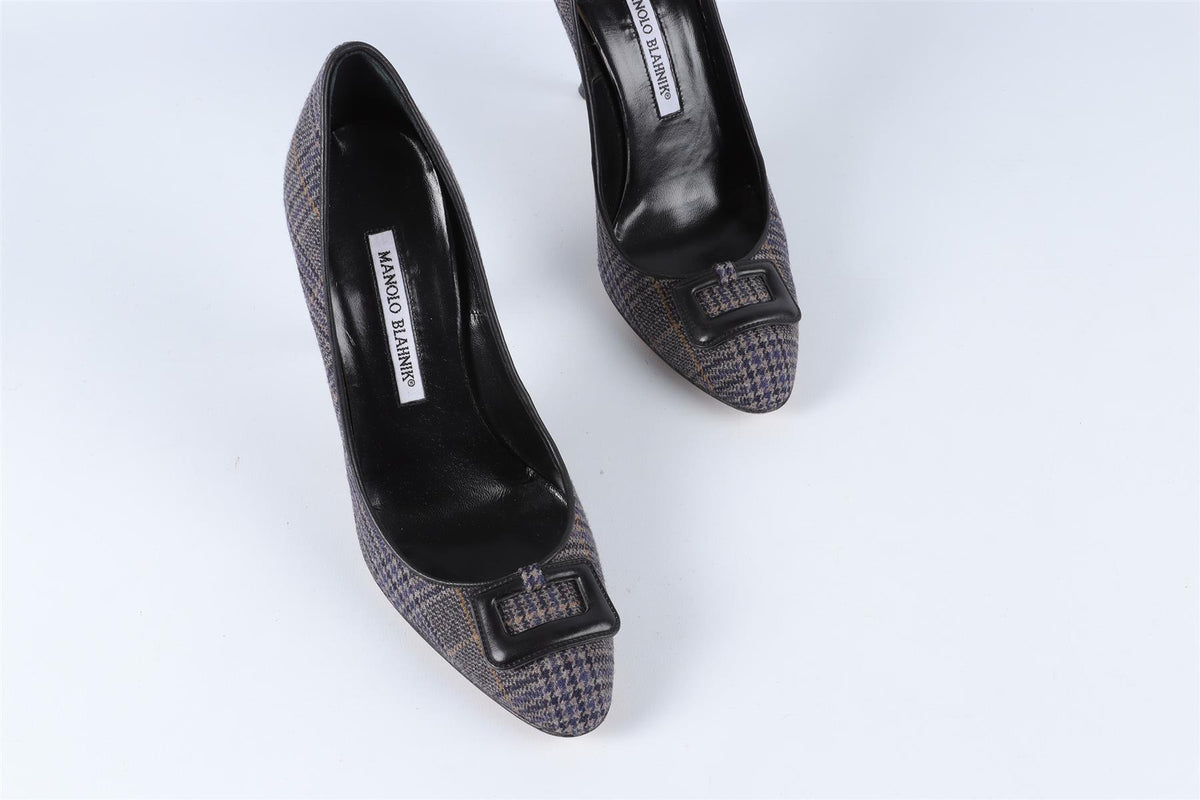 MANOLO BLAHNIK GREY WOOL PUMPS EU 38 UK 5 US 8