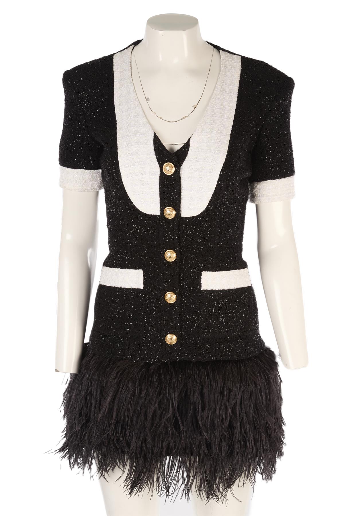 BALMAIN BLACK WOOL MINI DRESS FR 36 UK 8