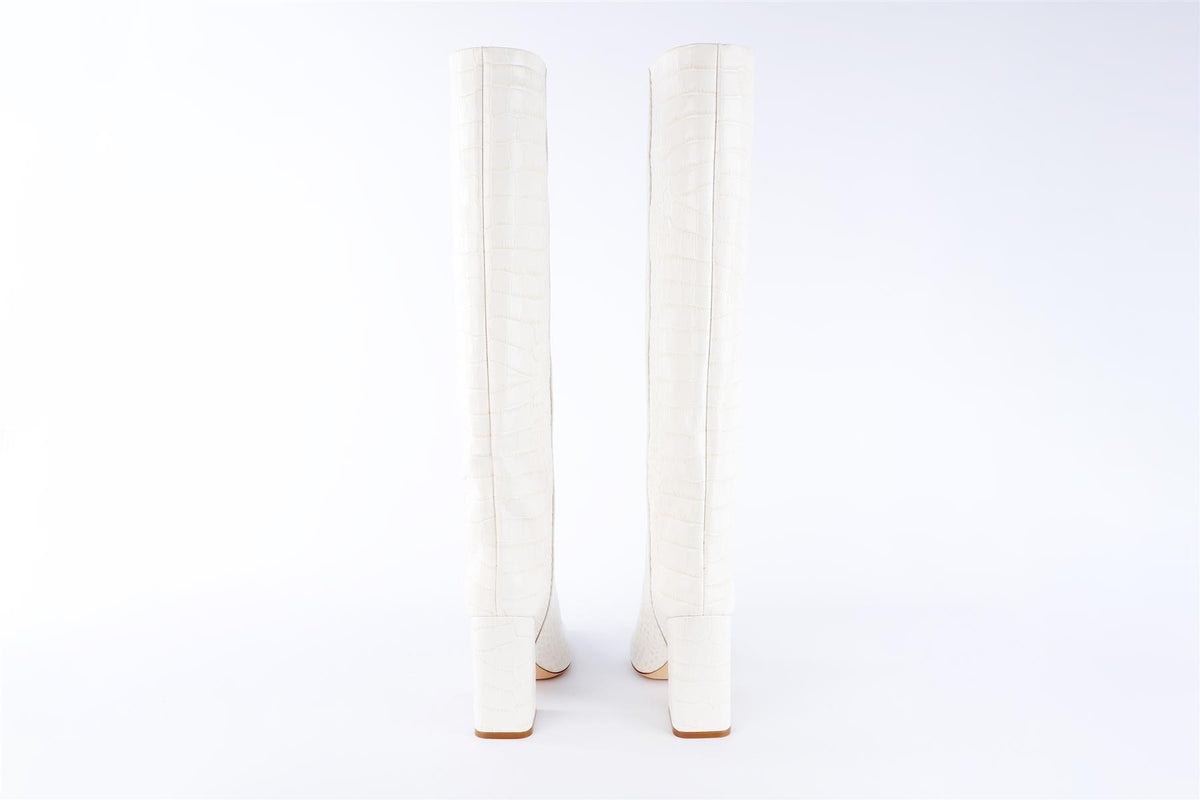 PARIS TEXAS WHITE LEATHER KNEE HIGH BOOTS EU 38 UK 5 US 8