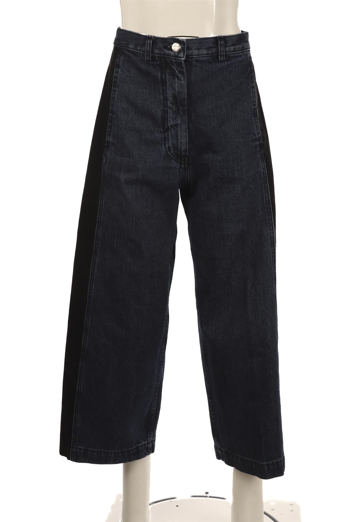 RACHEL COMEY NAVY HIGH RISE WIDE LEG JEANS US 2 UK 6