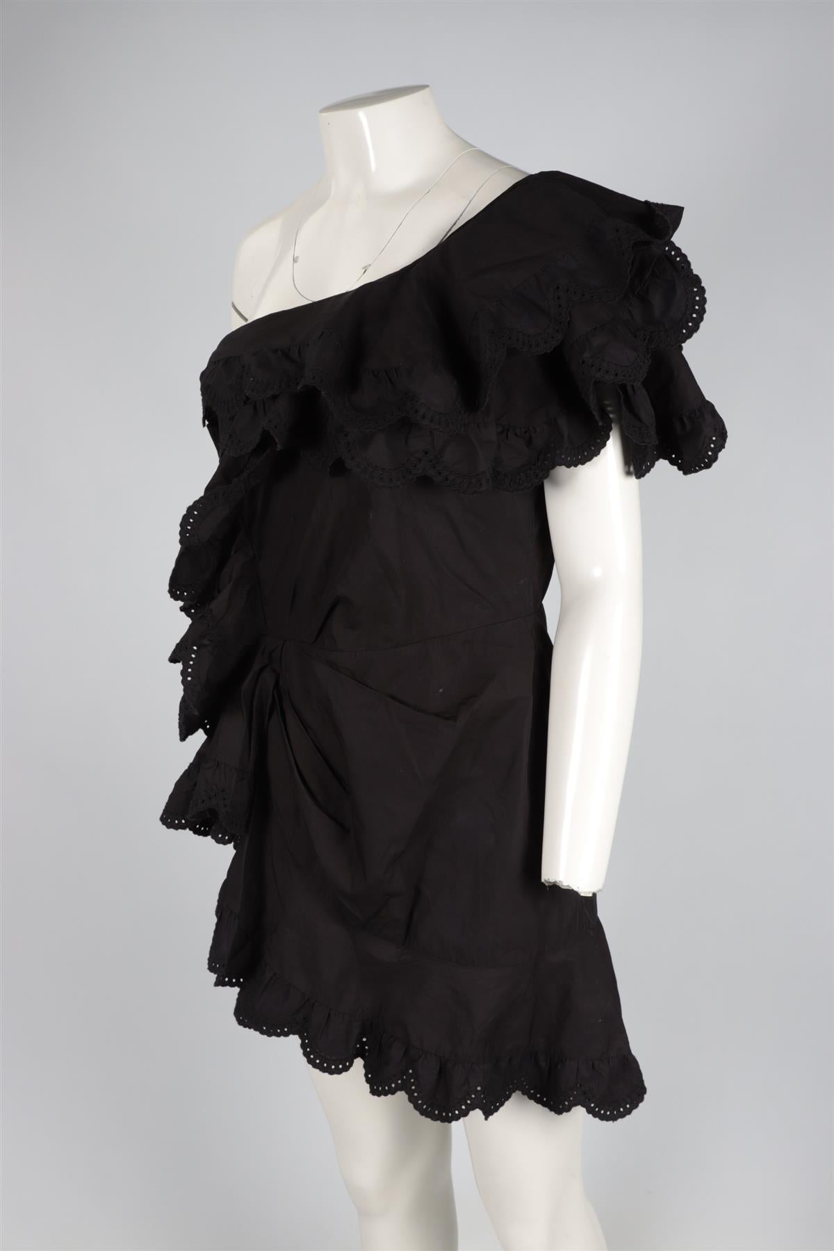 ISABEL MARANT BLACK COTTON MINI DRESS FR 42 UK 14