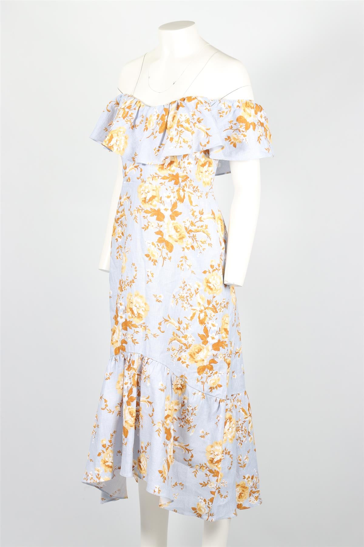 REFORMATION BLUE LINEN MIDI DRESS US 8 UK 12
