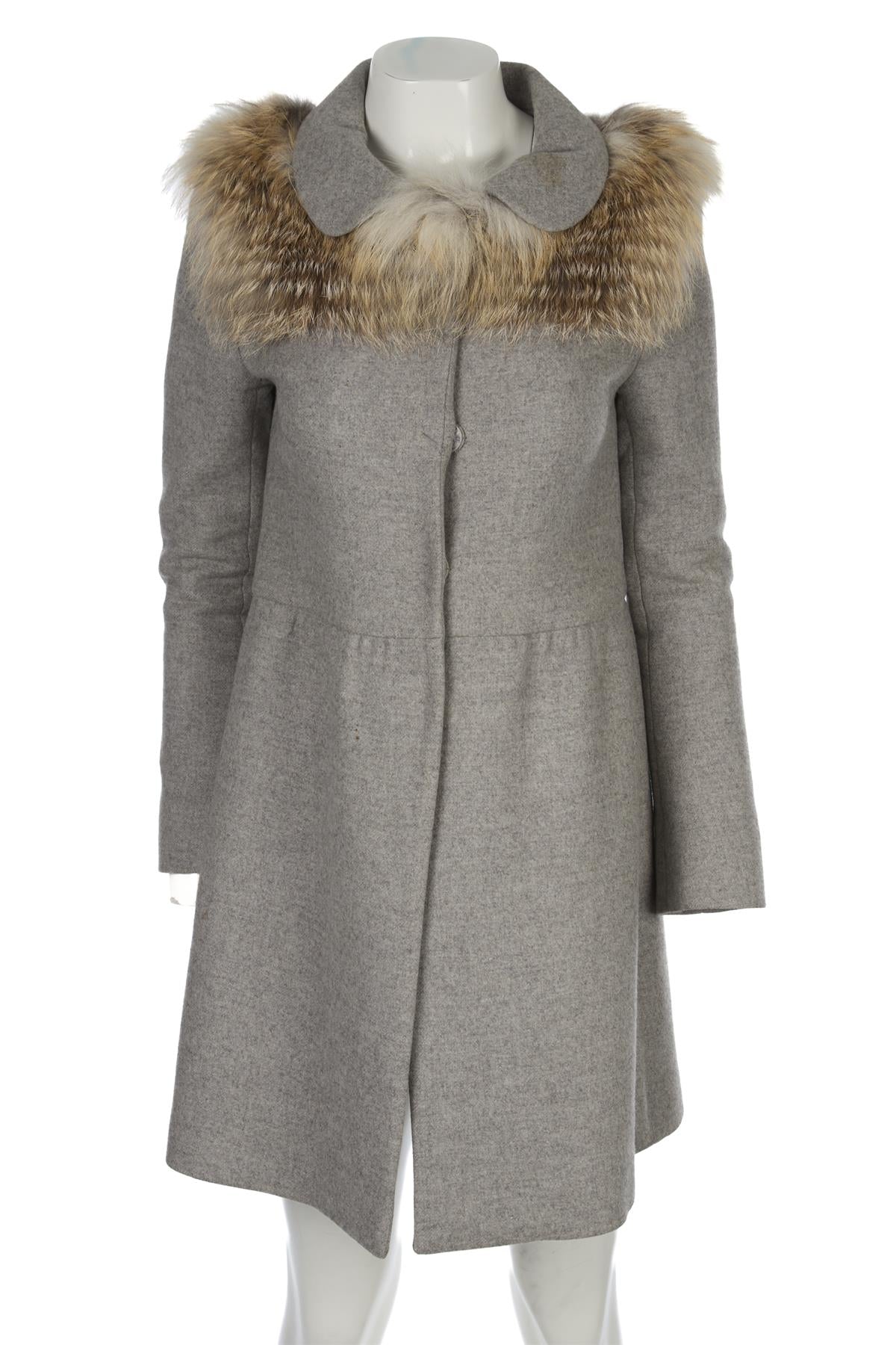 PRADA GREY WOOL COAT IT 40 UK 8