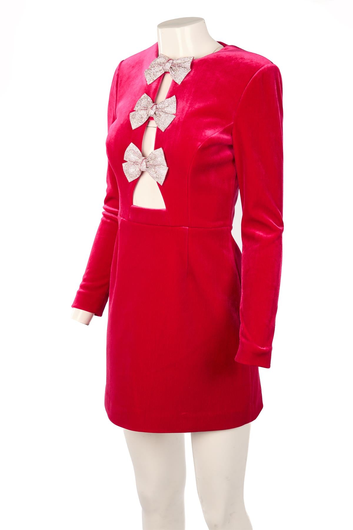 REBECCA VALLANCE PINK VELVET MINI DRESS US 4 UK 8
