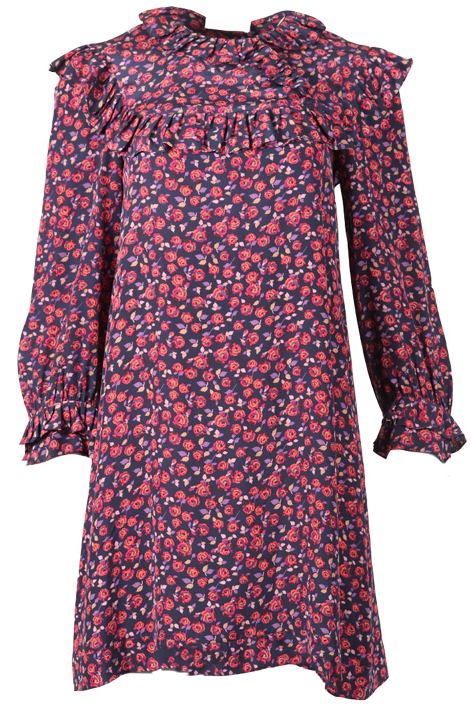 SANDRO FLORAL PRINT SILK MINI DRESS UK 10