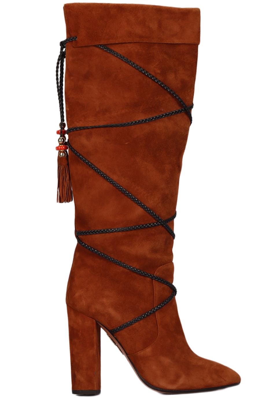 AQUAZZURA SUEDE KNEE HIGH BOOTS EU 38.5 UK 5.5 US 8.5