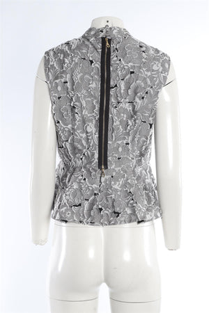 ERDEM GREY JACQUARD TOP UK 12