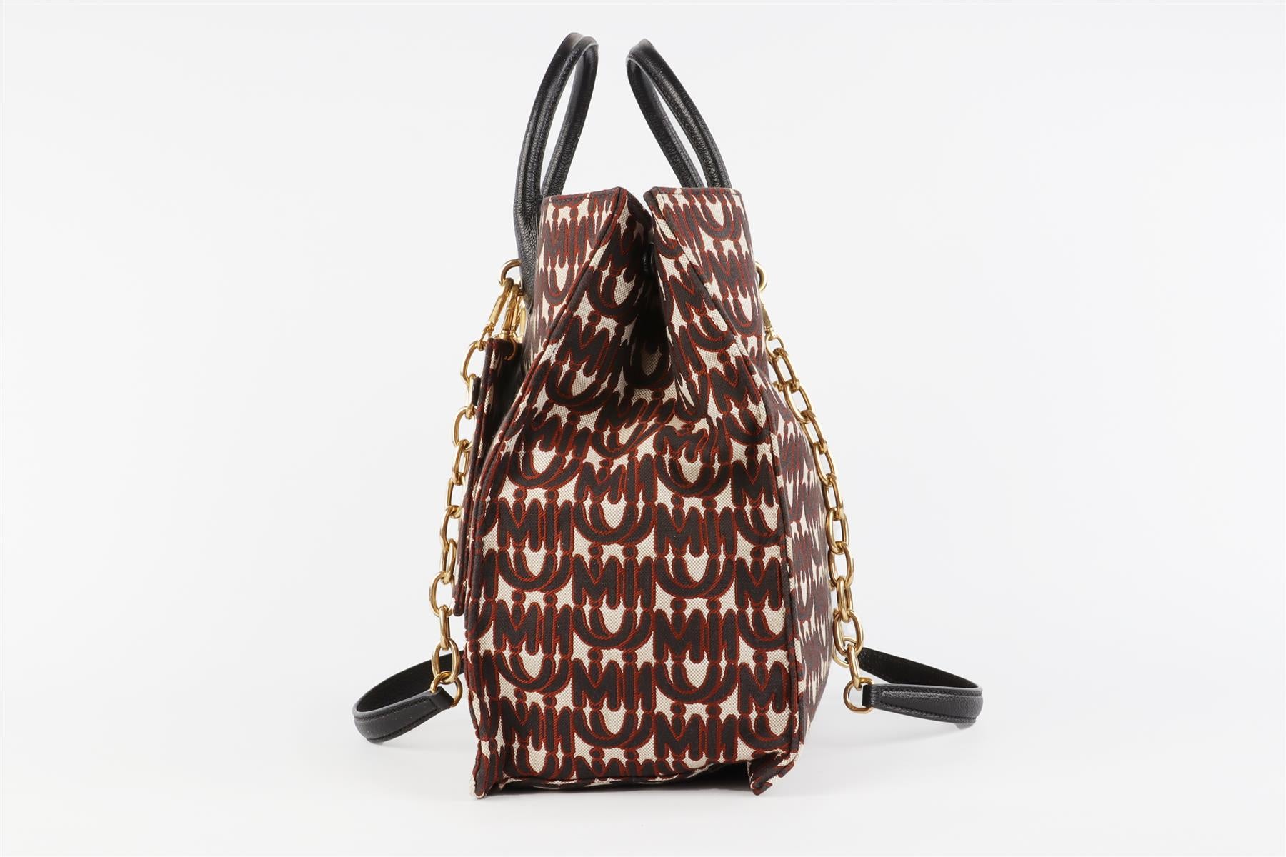 MIU MIU BLACK MADRAS JACQUARD TOTE BAG