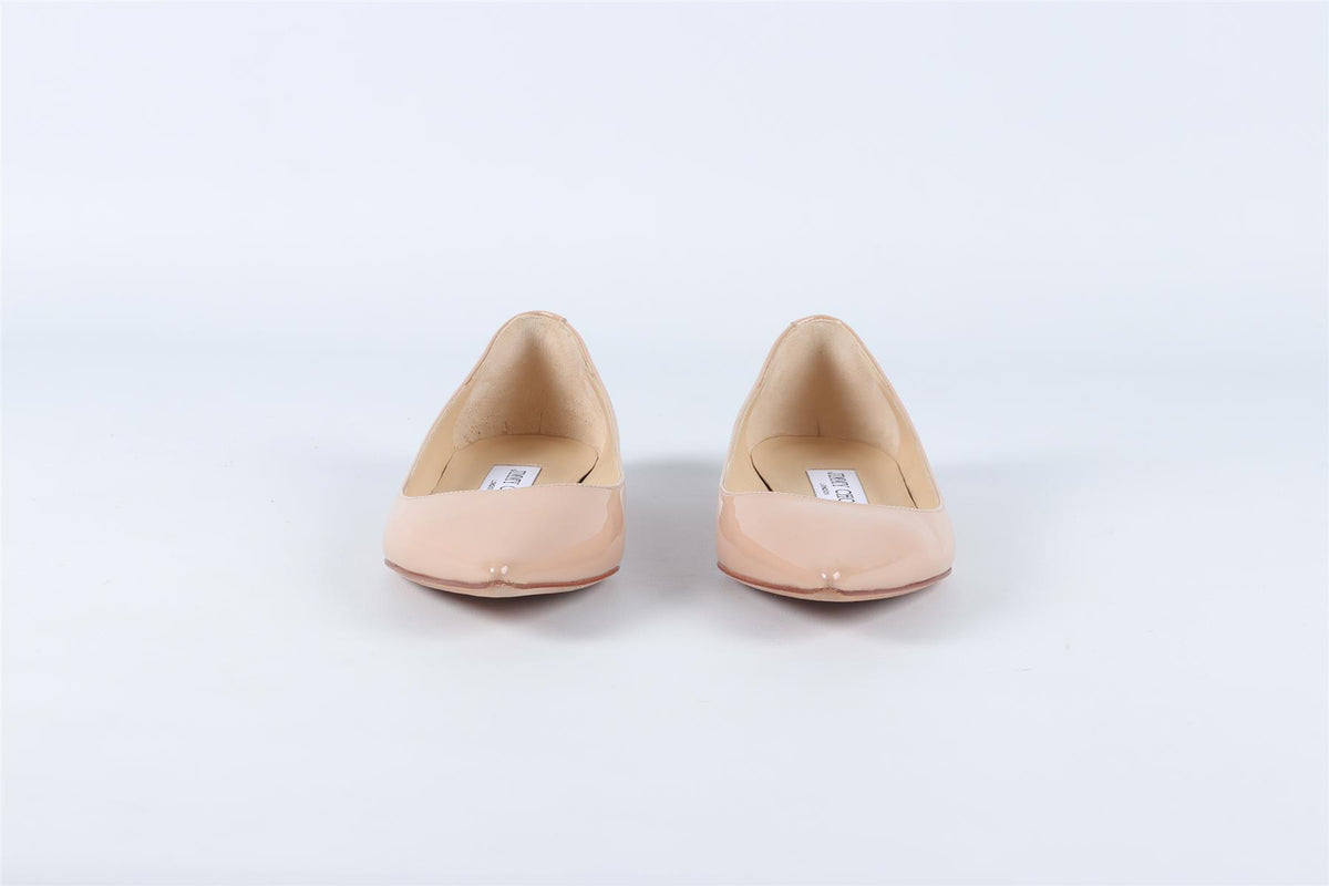 JIMMY CHOO NUDE PATENT LEATHER BALLET FLATS EU 34.5 UK 1.5 US 4.5