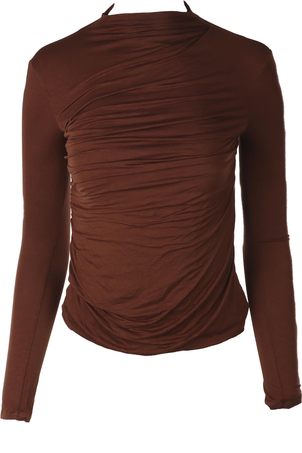 ENZA COSTA BROWN JERSEY TOP XSMALL