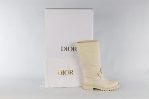 CHRISTIAN DIOR WHITE D-MAJOR LEATHER KNEE HIGH BOOTS EU 41 UK 8 US 11