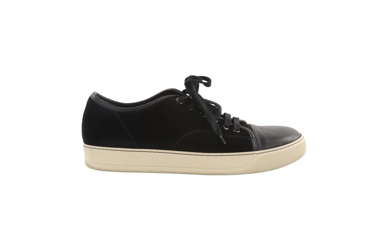 LANVIN NAVY MEN'S VELVET SNEAKERS EU 42 UK 8 US 9