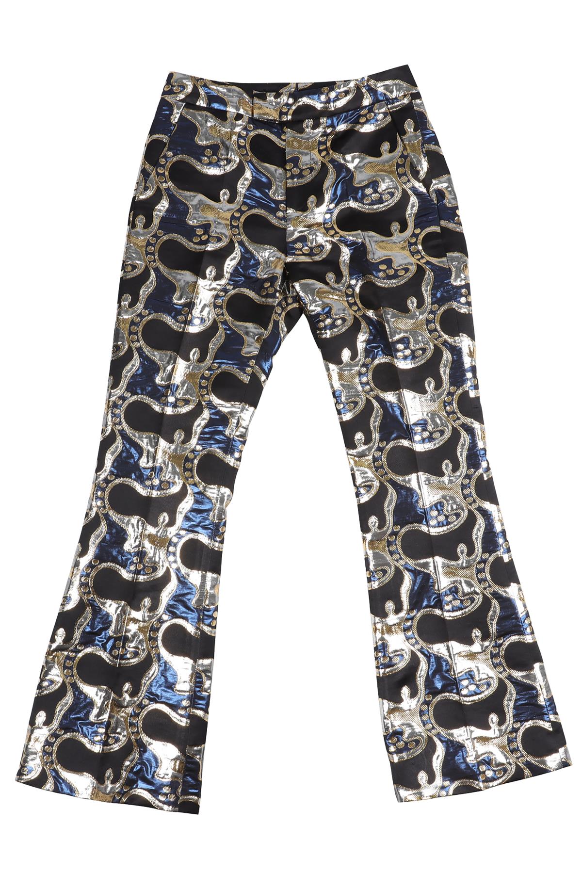 LA DOUBLEJ BLACK JACQUARD FLARED PANTS XSMALL