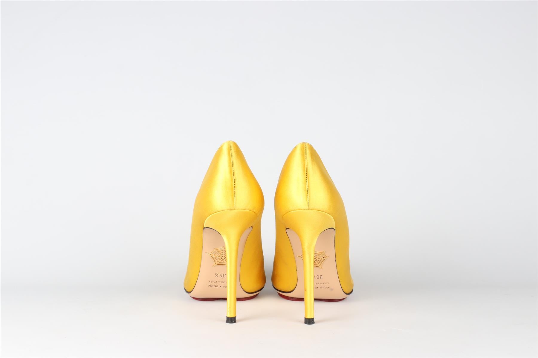 CHARLOTTE OLYMPIA YELLOW SATIN PUMPS EU 36.5 UK 3.5 US 6.5